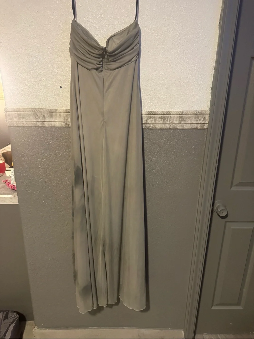 Strapless Gray Maxi Skirt with Flowing Silhouette
